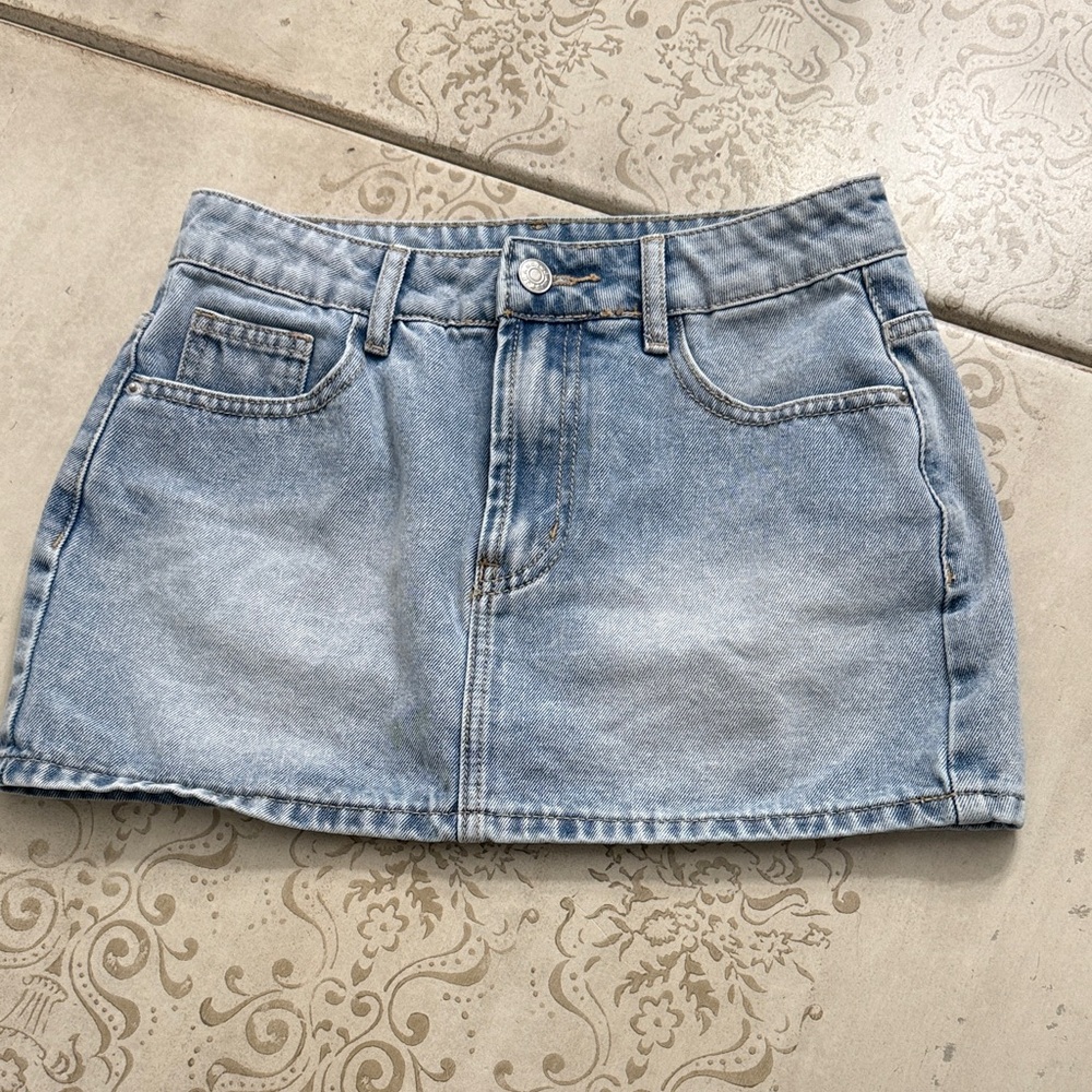Light Blue Denim Mini Skirt